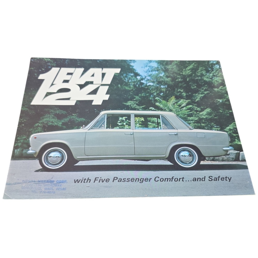 Vintage Fiat 124 Brochure 1970s Five Passenger Comfort Safety Features